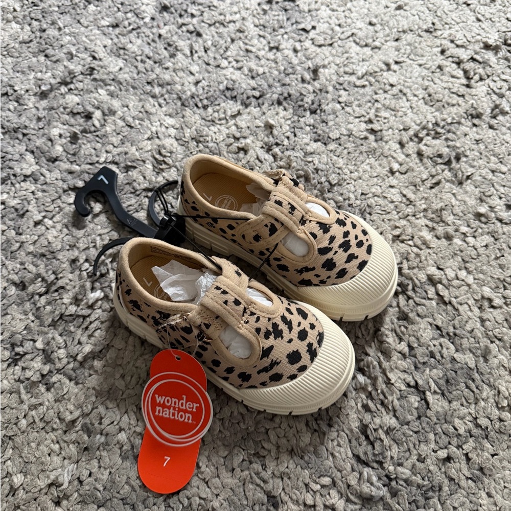 Wonder Nation Kids Sneakers - Tan and Black Leopard Print